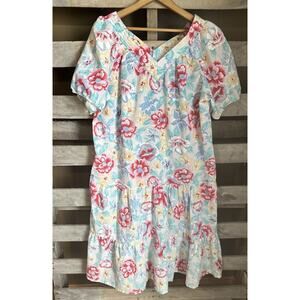 Cinejour Vintage Floral House Dress Mumu Size Medium Cotton Polyester Blend